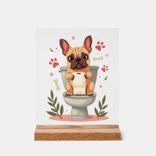 Bouledogue français en colère vintage tenant du pa