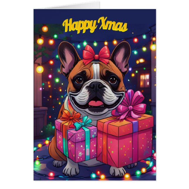 Bouledogue français Guirlande lumineuse Noël (Devant)