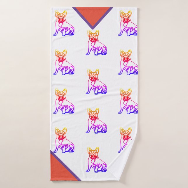 Bouledogue français néon French Bulldog (Serviette de bain)