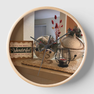 Boules d'argent horloge murale de Noël