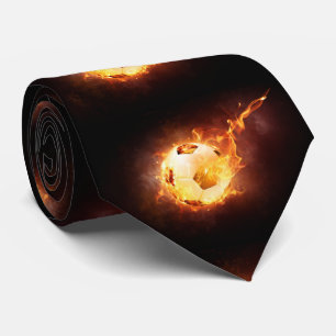 Boules De Football Avec Flames cravate