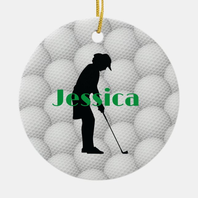 Boules de golf Golfer Abstract Design Ornement cér (Devant)