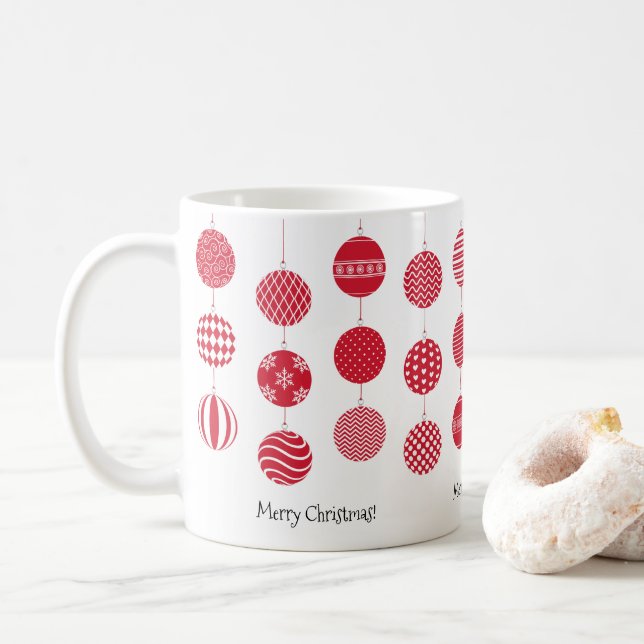 Boules de Noël rouges Mug (Avec donut)