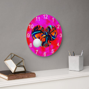Boules De Pelouse Rouge Et Bleu, Horloge Murale