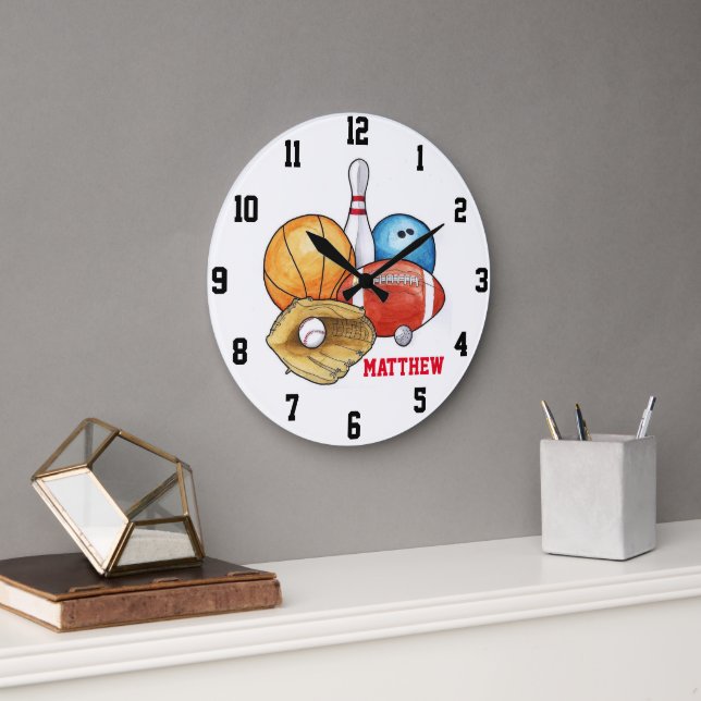 Boules de sport Horloge murale personnalisée (Bureau)