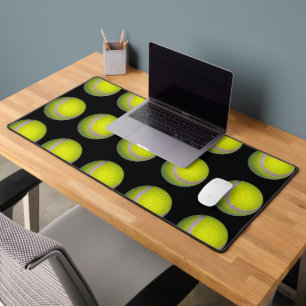 Boules De Tennis Jaunes Sur Noir, Mat De Bureau