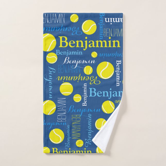 Boules de tennis sport jaune, bleu coutume (Serviette à main)
