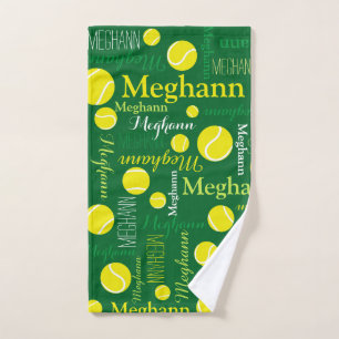 Boules de tennis sport jaune, vert nom personnalis