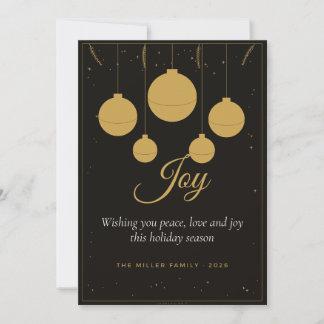 Boules dorées de minuit Carte de Noël élégante