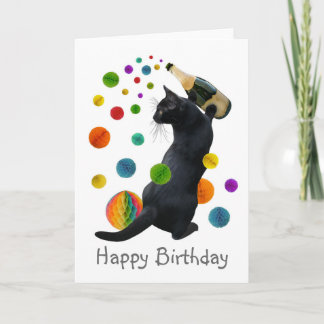 Boules en papier de chat noir Carte d'anniversaire