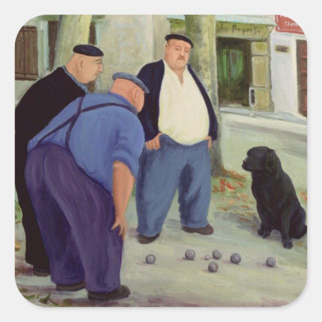 Boules Players Quadratischer Aufkleber (Vorderseite)