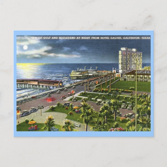 Boulevard, Galveston, Texas Vintag Postkarte (Vorderseite)