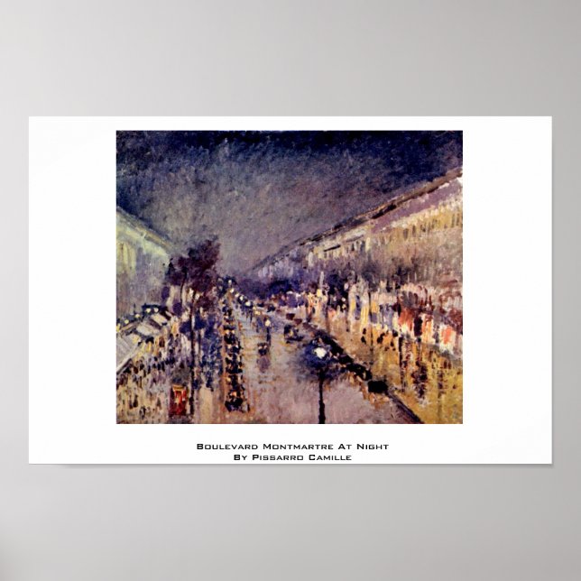 Boulevard Montmartre nachts mit Pissarro Camille Poster (Vorne)