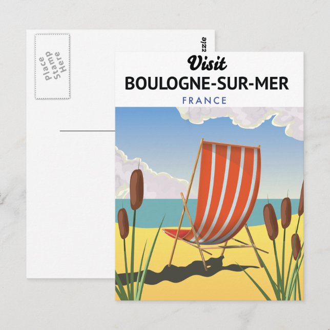 Boulogne-sur-Mer france travel poster Postkarte (Vorne/Hinten)
