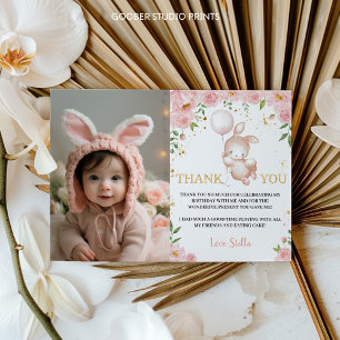 Boulon Floral Bunny Anniversaire Carte de remercie