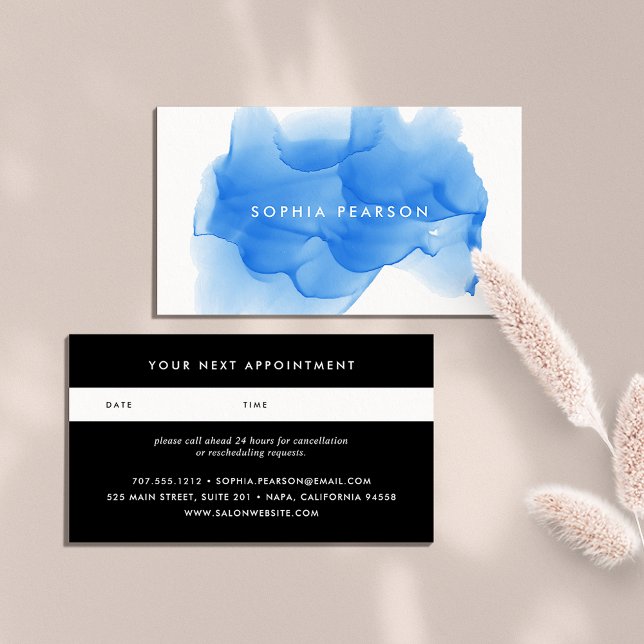 Boulot d'aquarelle bleu Cobalt | Carte de rendez-v (Créateur téléchargé)