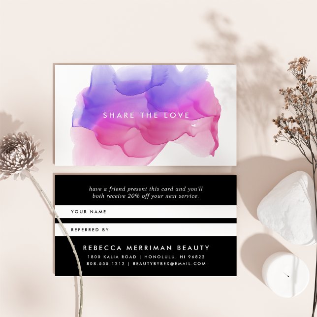 Boulot d'aquarelle Magenta | Carte de recommandati (Créateur téléchargé)