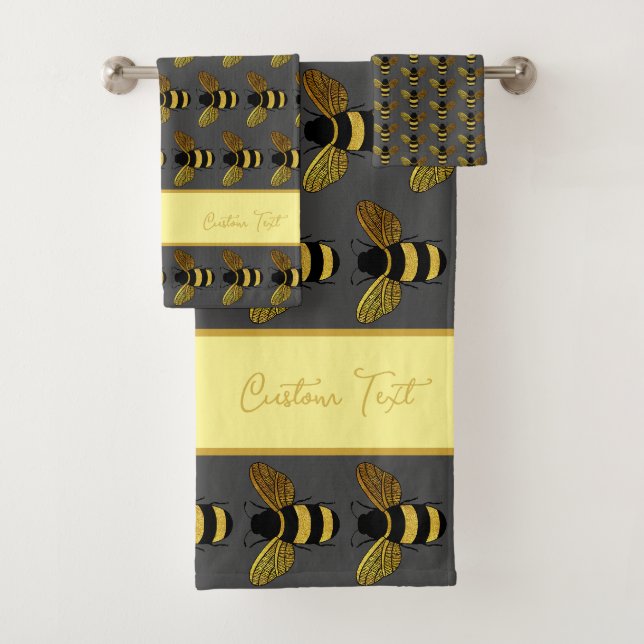 BOUMBLEBEE MOTIF OR NOIR BEE SUR GRIS BROWN (En situation)