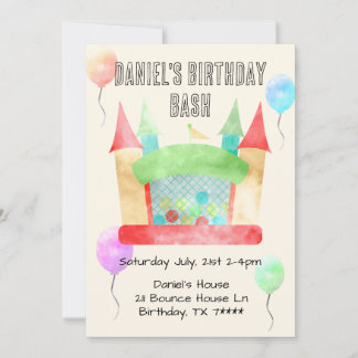 Bounce House Anniversaire Bash Party Invitation