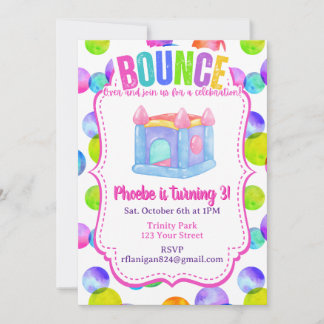 Bounce House Colorful Rainbow Birthday Party  Einladung