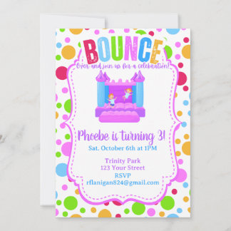 Bounce House Colorful Rainbow Birthday Party  Einladung