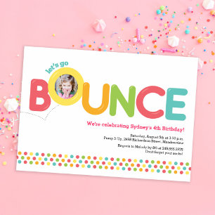 Bounce House Einladung Foto Card Rosa