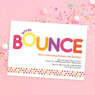 Bounce House Einladung Geburtstag Pink & Orange