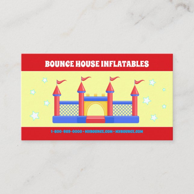 BOUNCE HOUSE INFLATABLES PARTY AUTO TRUCK BUSINESS VISITENKARTE (Vorderseite)