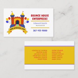 BOUNCE HOUSE INFLATABLES PARTY BIRTHDAY Business Visitenkarte