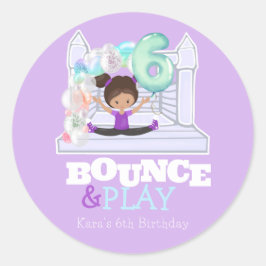 Bounce House Jump Play 6. Geburtstag Runder Aufkleber