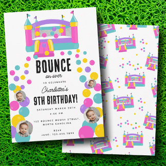 Bounce House Jumping Castle Girls Foto Geburtstag Einladung