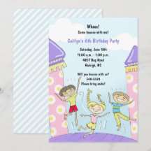 Bounce House Party Einladungen: Pink Girls