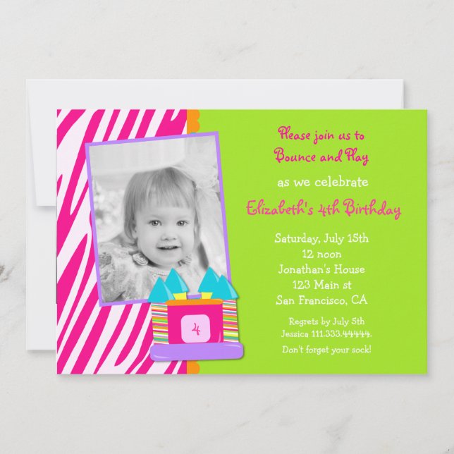Bounce House Photo Invitation d'anniversaire (Devant)