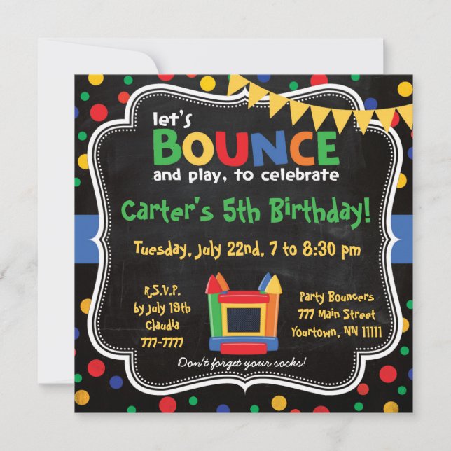 Bounce House und Inflatables zum Geburtstag Einlad Einladung (Vorderseite)