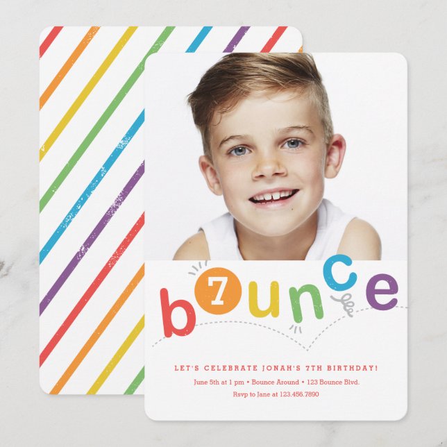 Bounce modernes Kindergeburtstag Party Einladung (Vorne/Hinten)