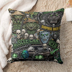 Bouncer Club Muscle Car Collage Wurfkissen Bik Kissen