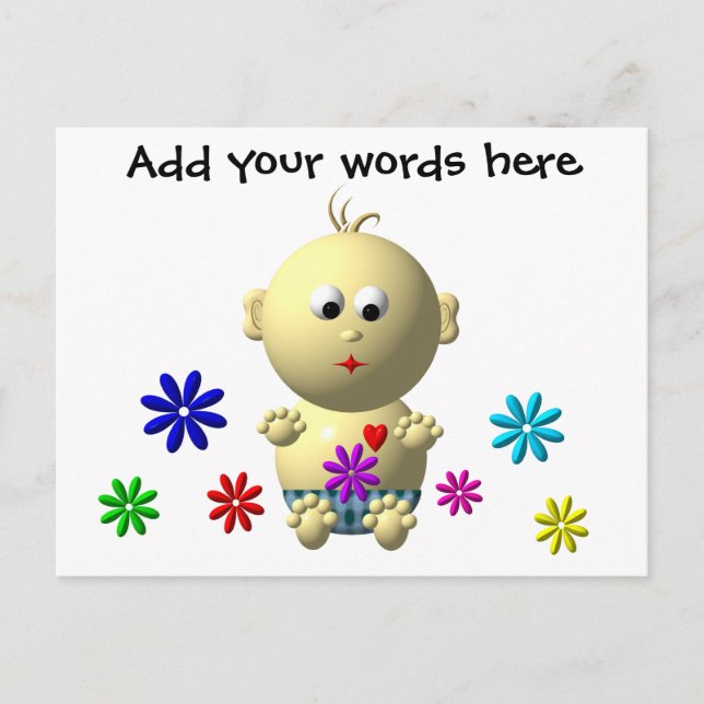 BOUNCING BABY JUGEND MIT 7 BLUME POSTKARTE (Vorderseite)