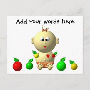 BOUNCING BABY MIRL MIT 6 ÄPFeln Postkarte