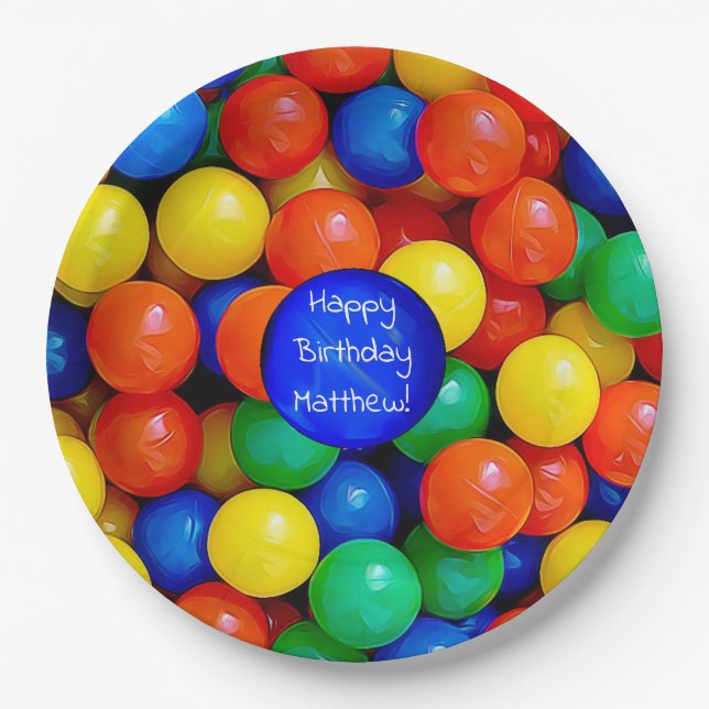 Bouncy Balls Ball Pit themed Birthday Party Pappteller (Vorderseite)