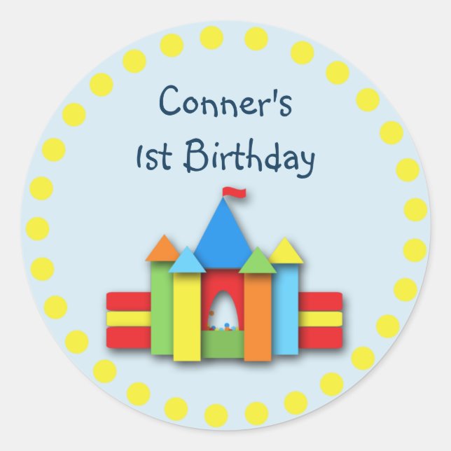 Bouncy Bithday Einladung Siegel oder Adressetikett Runder Aufkleber (Vorderseite)