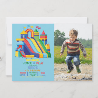 Bouncy Castle Birthday Party Jump Bounce Foto Einladung