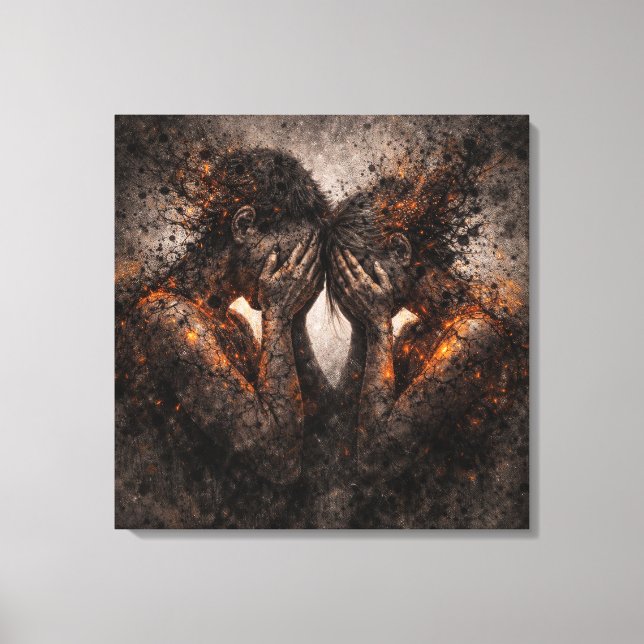 Bound by Fire: A Couple's Shared Struggle Leinwanddruck (Vorderseite)