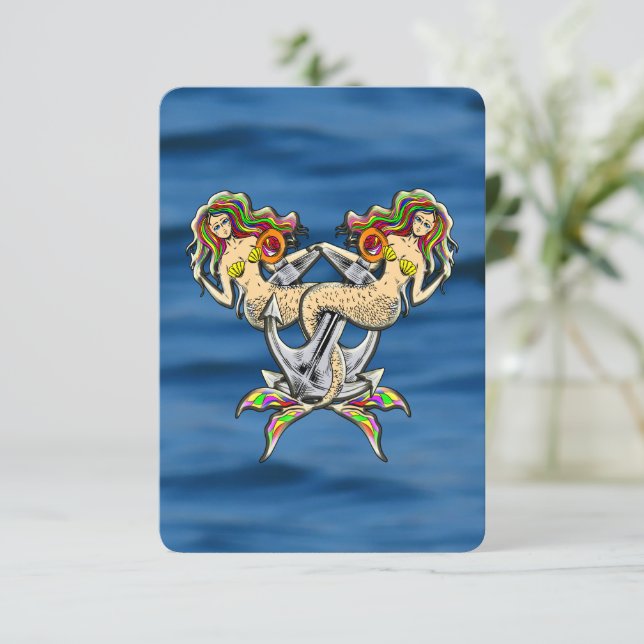 Bound Mermaids - Schönes Design für Meeresliebhabe Dankeskarte (Stehend Vorderseite)