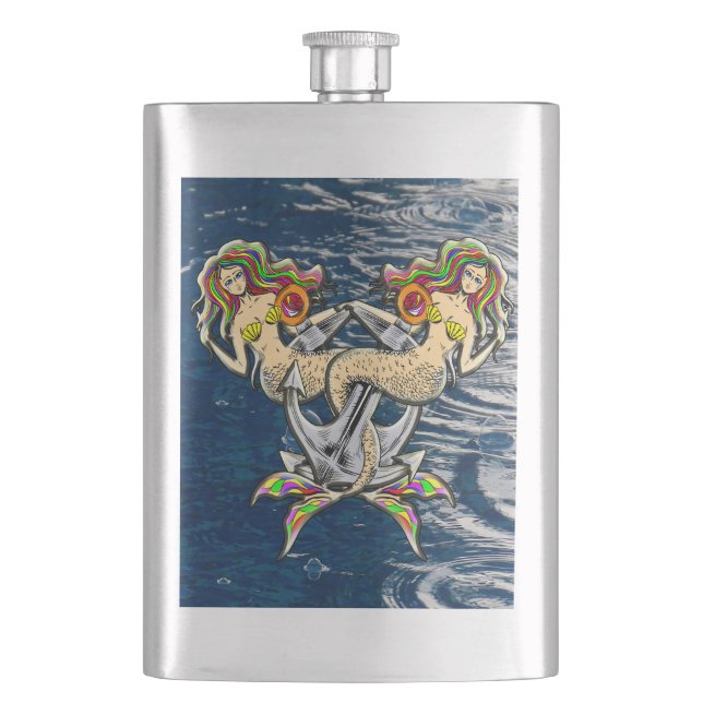 Bound Mermaids - Schönes Design für Meeresliebhabe Flachmann (Vorderseite)