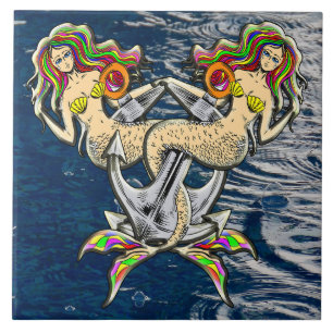 Bound Mermaids - Schönes Design für Meeresliebhabe Fliese