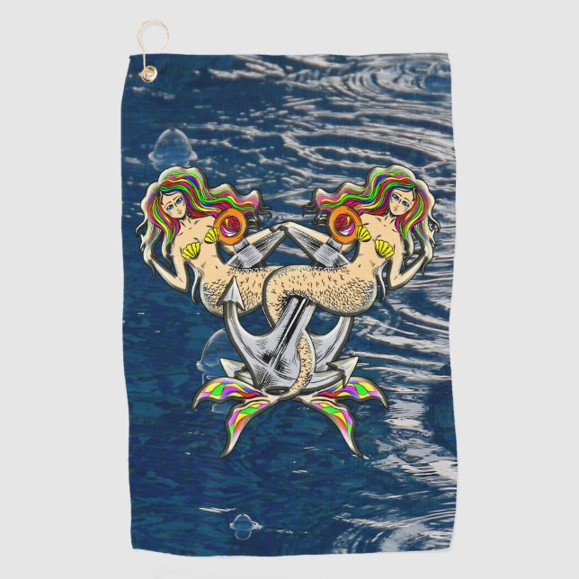 Bound Mermaids - Schönes Design für Meeresliebhabe Golfhandtuch (Vorderseite)