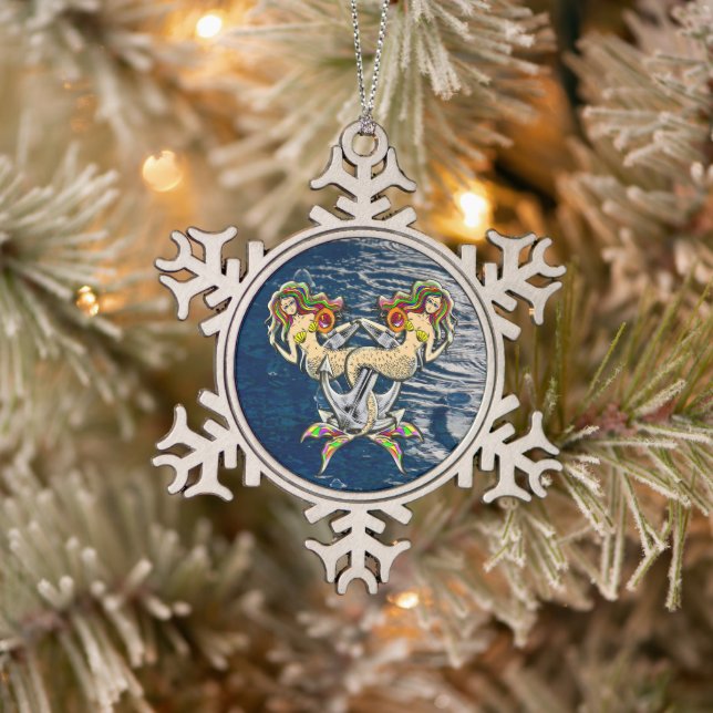 Bound Mermaids - Schönes Design für Meeresliebhabe Schneeflocken Zinn-Ornament (Baum)