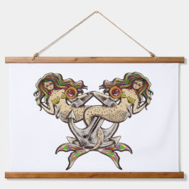 Bound Mermaids - Schönes Design für Meeresliebhabe Wandteppich Mit Holzrahmen