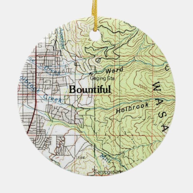 Bountiful Utah Topo Karte Keramik Ornament (Hinten)