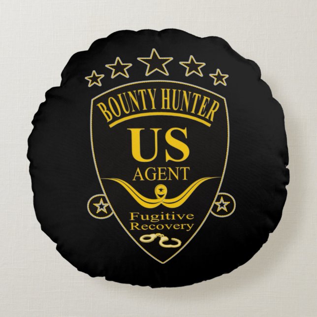 Bounty Hunter Agent Rundes Kissen (Vorderseite)